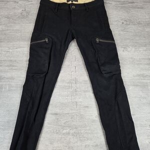 Rag & Bone Black Moto Zip Knee Pants Size 0 Made in USA Stretch Designer